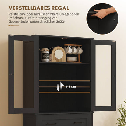 Kitchen Cabinet, Black Acrylic Front, 76 x 40 x 182.5 cm