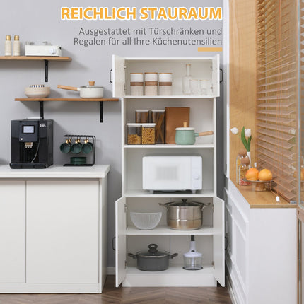 High kitchen buffet cabinet, adjustable shelves, microwave
