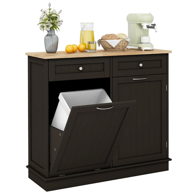 Kitchen Cabinet for 42L Trash Bin with Drawers & Shelf