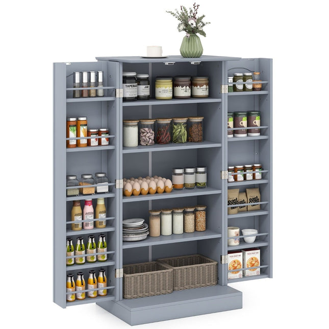 Kitchen Cabinet with 2 Doors & Adjustable Shelves, Gray