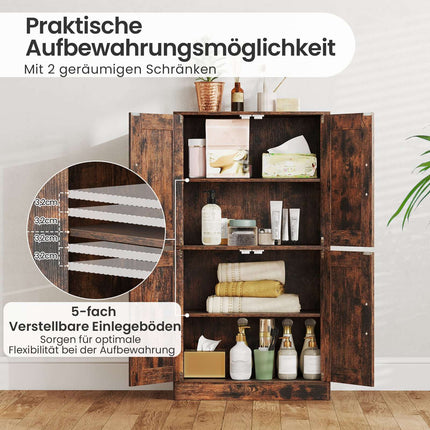 Kitchen Cabinet with Adjustable Shelves, 4 Doors, Brown