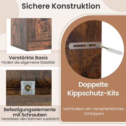 Kitchen Cabinet with Adjustable Shelves, 4 Doors, Brown