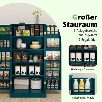 Kitchen Cabinet with Adjustable Shelves, Green, 2 Doors