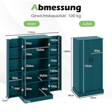 Kitchen Cabinet with Adjustable Shelves, Green, 2 Doors