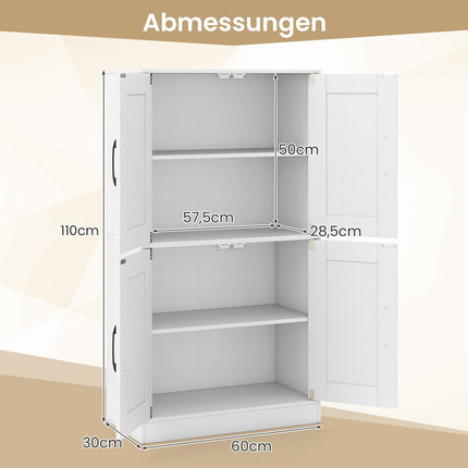 Kitchen Cabinet with Adjustable Shelves – White, 4 Doors