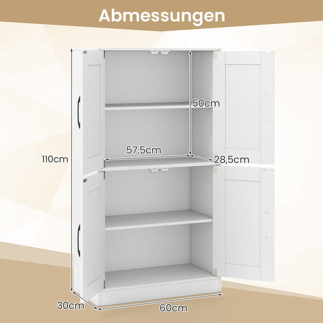 Kitchen Cabinet with Adjustable Shelves – White, 4 Doors