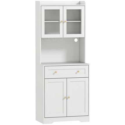 Kitchen Cabinet with Countertop, Wine Glass Holder, 170 cm, MDF, White