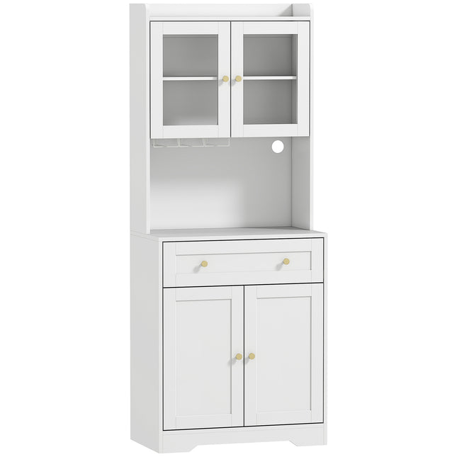 Kitchen Cabinet with Countertop, Wine Glass Holder, 170 cm, MDF, White