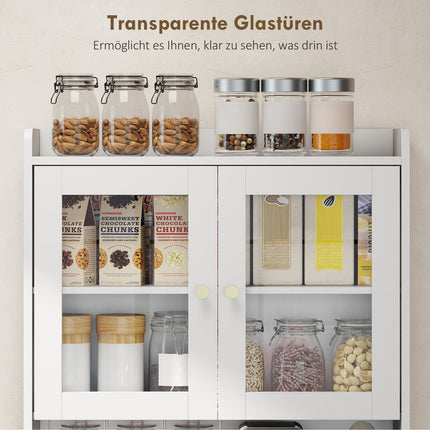 Kitchen Cabinet with Countertop, Wine Glass Holder, 170 cm, MDF, White