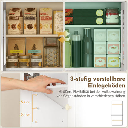 Kitchen Cabinet with Countertop, Wine Glass Holder, 170 cm, MDF, White
