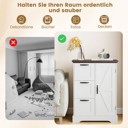 Kitchen Cabinet with Doors & 3 Drawers – White MDF