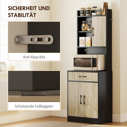 Kitchen Cabinet with Workspace, Cable Hole, Drawer, 3 Shelves