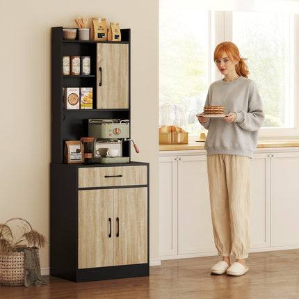 Kitchen Cabinet with Workspace, Cable Hole, Drawer, 3 Shelves