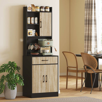Kitchen Cabinet with Workspace, Cable Hole, Drawer, 3 Shelves
