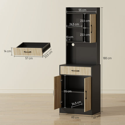 Kitchen Cabinet with Workspace, Cable Hole, Drawer, 3 Shelves