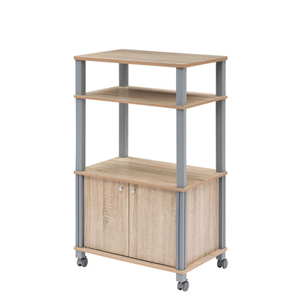 Kitchen Cart With Wheels, 3 Shelves And Cabinet, 60x40x98 cm