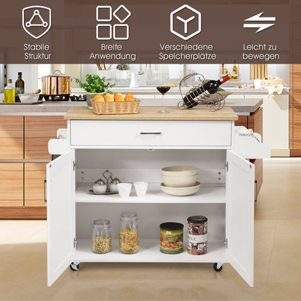 Kitchen Cart with Adjustable Shelf and Locking Wheels