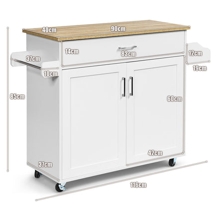Kitchen Cart with Adjustable Shelf and Locking Wheels