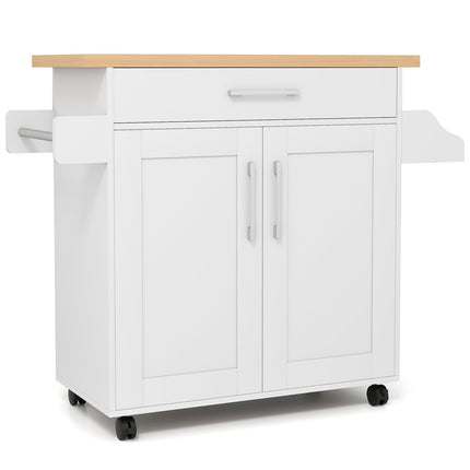 Kitchen Cart with Drawer & Adjustable Shelf – Natural/White