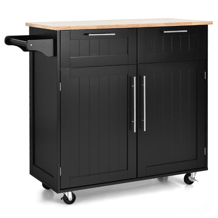 Kitchen Cart with Drawers and Cabinets, Black, 94x45.5x94.5 cm