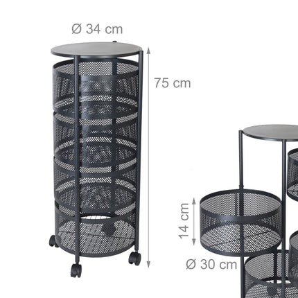 Kitchen Cart with Swivel Shelves – Metal, Rolling, Storage