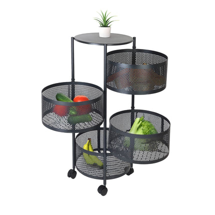 Kitchen Cart with Swivel Shelves – Metal, Rolling, Storage