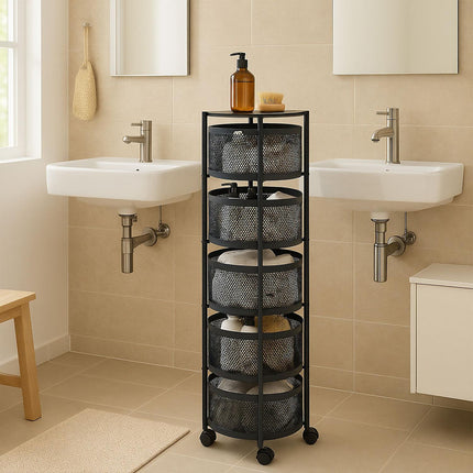 Kitchen Cart with Swivel Shelves – Metal, Rolling, Storage