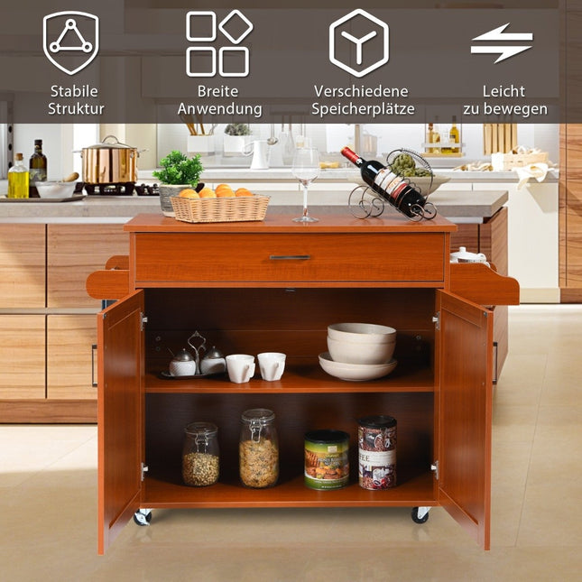 Kitchen Cart with Towel Rack and Spice Shelf, 116x40x85 cm