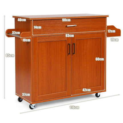 Kitchen Cart with Towel Rack and Spice Shelf, 116x40x85 cm