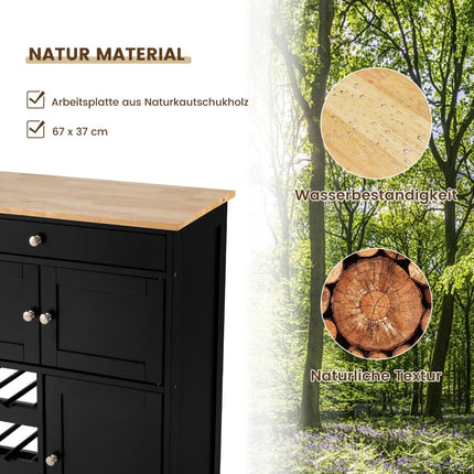 Kitchen Cart with Wood Top, Drawer, Black, 67x37x86.5 cm