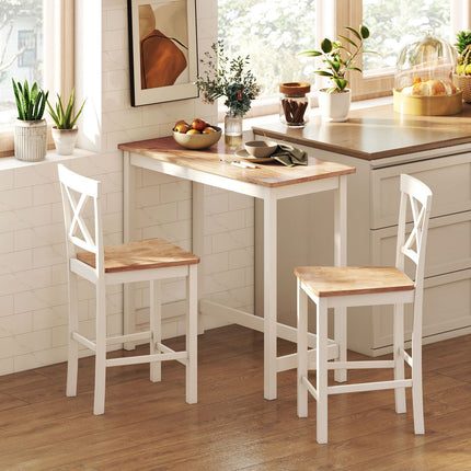 Kitchen Chairs Set of 2, Rubberwood, White Spindle Back