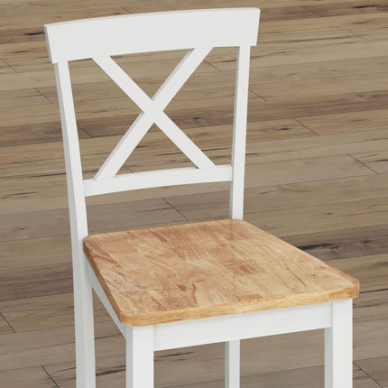 Kitchen Chairs Set of 2, Rubberwood, White Spindle Back
