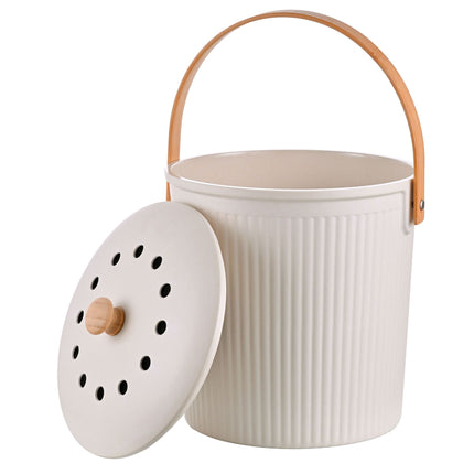 Kitchen Compost Bin, 5.6L – White, Carbon Filters