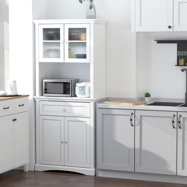 Glass door cabinet, adjustable shelves, white 79x40x180CM