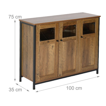 Kitchen Cupboard with Adjustable Shelves and Glass Doors