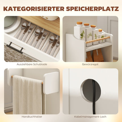 Kitchen Island Cart, Rolling, Drop-Leaf, Drawer, 120x68x85 cm, White
