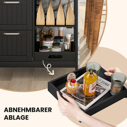 Kitchen Island Cart with Storage, Wheels, Black, 67x37x84 cm