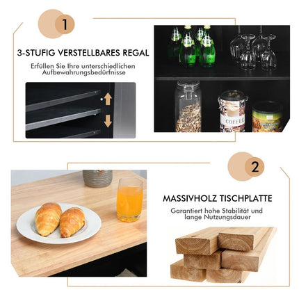 Kitchen Island with Storage Rolling Rubberwood Serving Trolley 88 x 46 x 89.5 cm Black