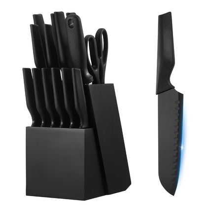 Kitchen Knife Set, 15-Piece with Block and Sharpener