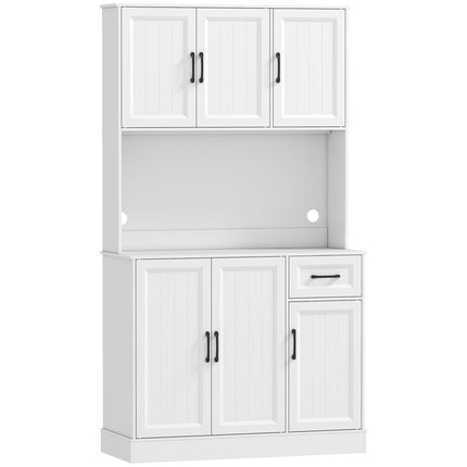 Kitchen Pantry Cabinet, 180.5 cm, Adjustable Shelves, MDF, White