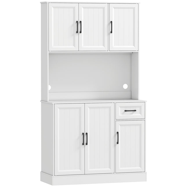 Kitchen Pantry Cabinet, 180.5 cm, Adjustable Shelves, MDF, White