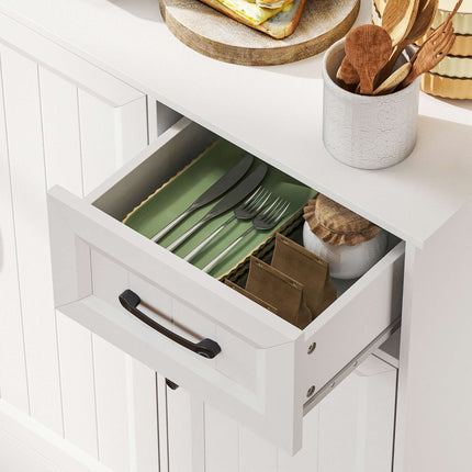 Kitchen Pantry Cabinet, 180.5 cm, Adjustable Shelves, MDF, White
