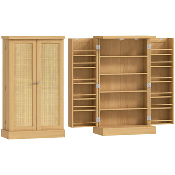 Keukenkast, rotan, 104 cm, 12 kruidenrekken