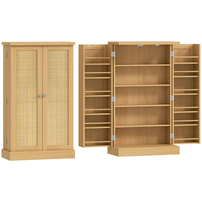 Kitchen Pantry Cabinet, Rattan, 104 cm, 12 Spice Racks