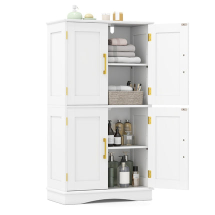 Kitchen Pantry Cabinet – Wood, 4 Doors, 2 Adjustable Shelves