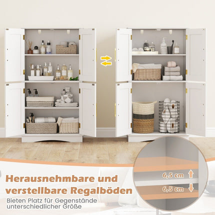 Kitchen Pantry Cabinet – Wood, 4 Doors, 2 Adjustable Shelves