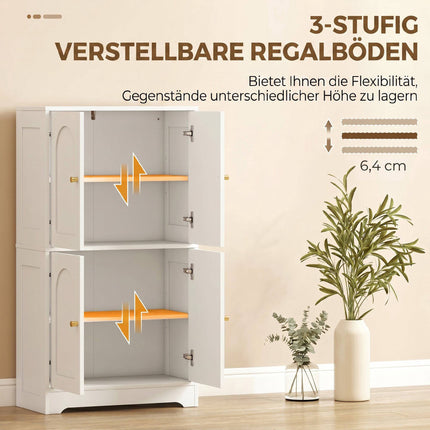 Kitchen Pantry Cabinet with Adjustable Shelves, White, 60x30x110 cm