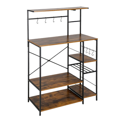 Kitchen Rack with 7 Shelves & 8 Hooks – Black Industrial