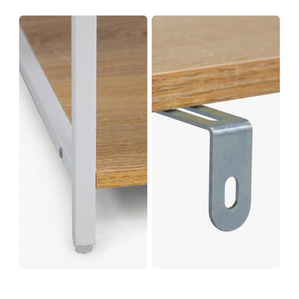 Kitchen Shelf with 4 Tiers & Hooks – Wood Look, MDF & Metal