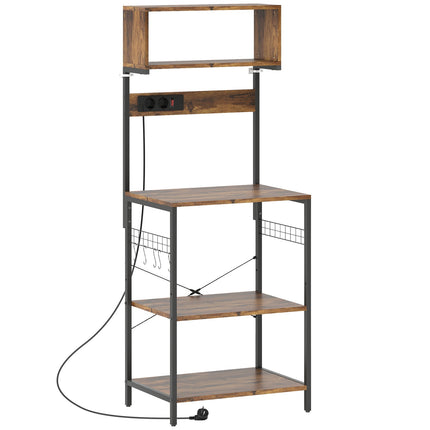 Kitchen Shelf with 5 Hooks, 5 Shelves, Outlet, Steel, 60x42x153 cm